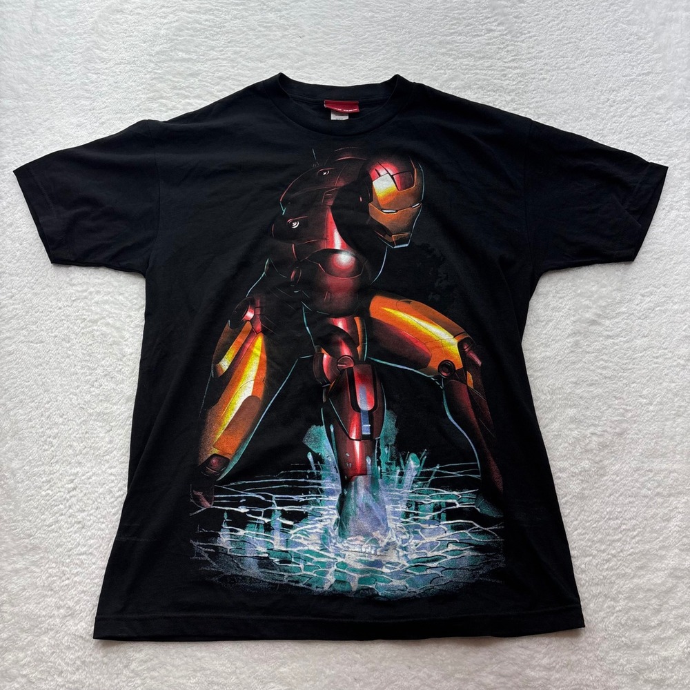 Marvel Iron Man 2008 Graphic T-Shirt Black Mens Large Tony Stark Movie Promo L
